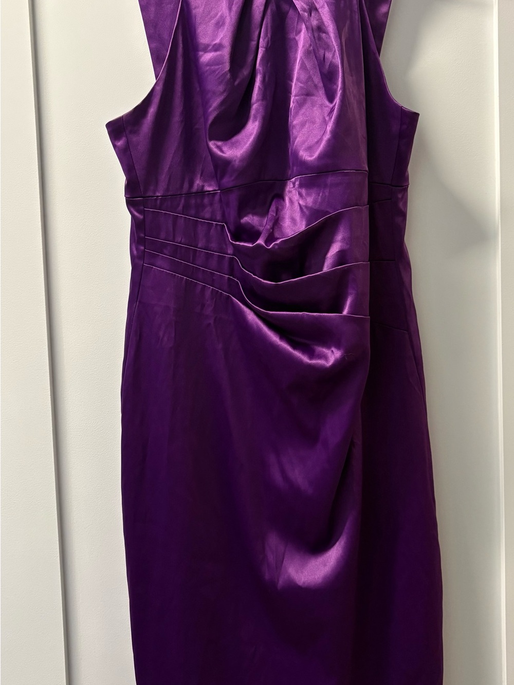Gabby Skye Deep Purple Satin Midi Dress